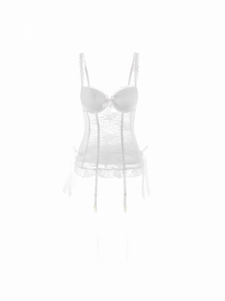 

Original Design 2025 New Lightweight Luxury Sweet Floral Tulle Cute Fly Sve Bra Pad Strapl Rer Women High Waist or...