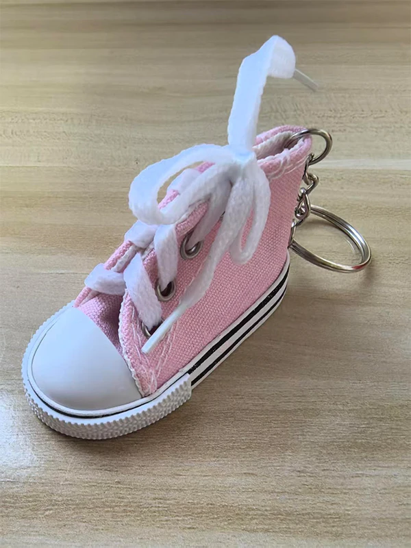 50Pcs Mini Canvas Sneaker Key Chain Creative Shoe Pendant Key Ring Car Bag Accessory