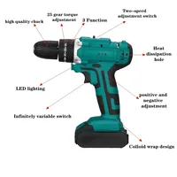 Electric Drill 48V 6000MAH 3 in 1 Cordless Impact Hammer Screwdriver 25+3 Turque Wireless Power Driver Tools Set with 2 Battery