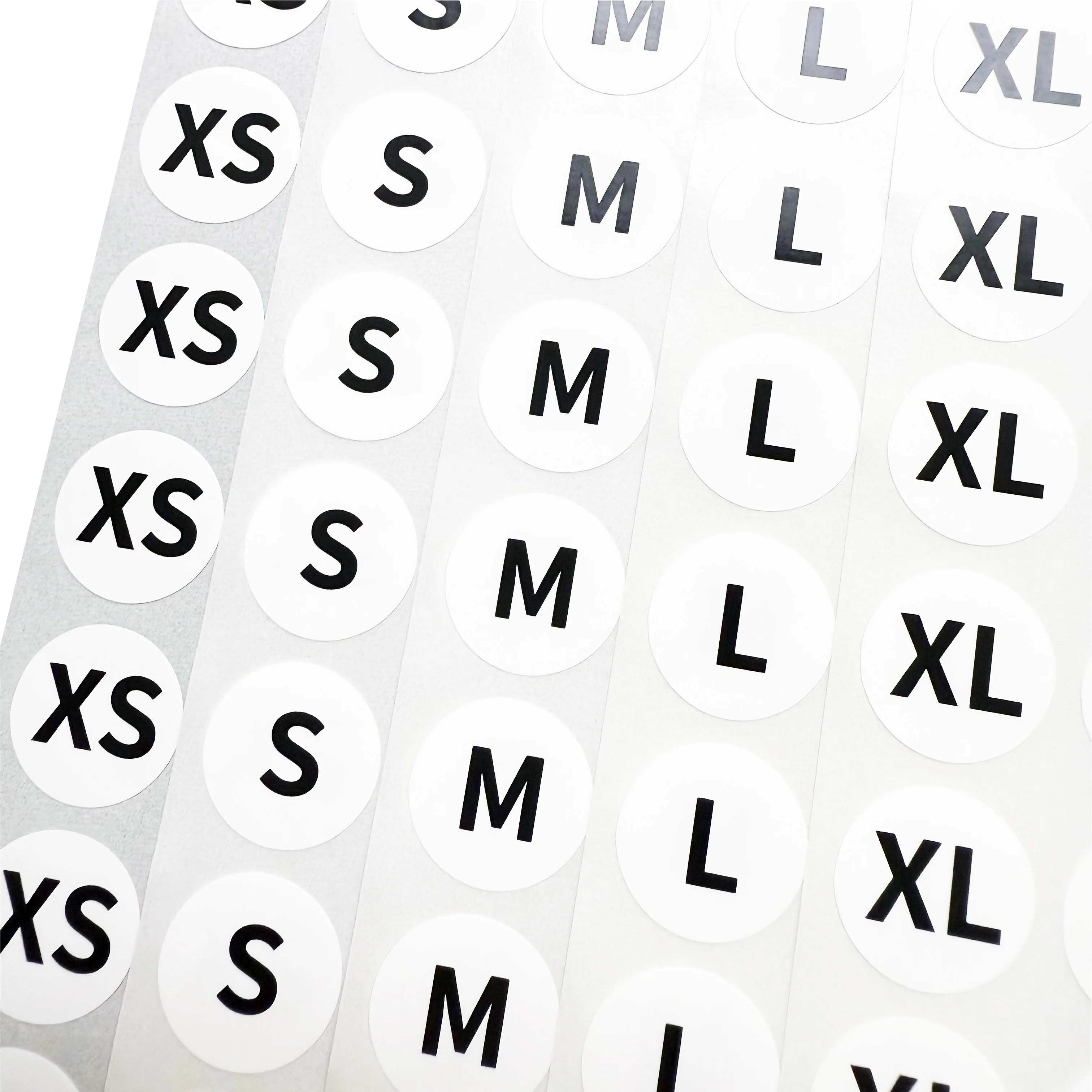 300pcs 15mm S M L XL clothing size classification stickers factory clothing specification labels custom text waterproof stickers