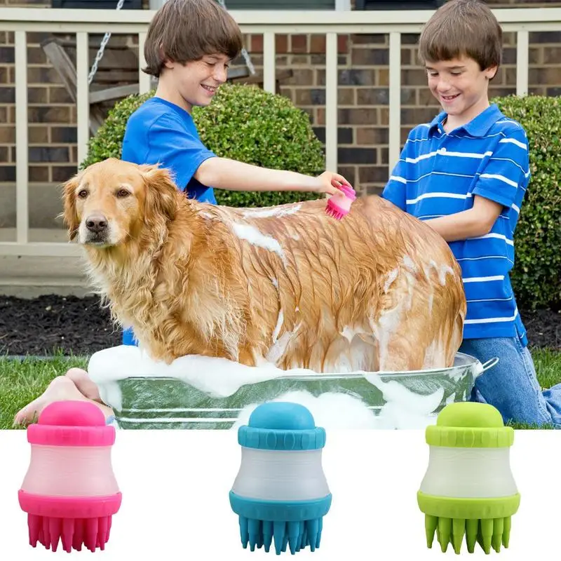 

Dog Shower Brush Soothing Massage Rubber Comb Gentle Cat Bath Brush Durable Dog Wash Brush for Grooming Shedding