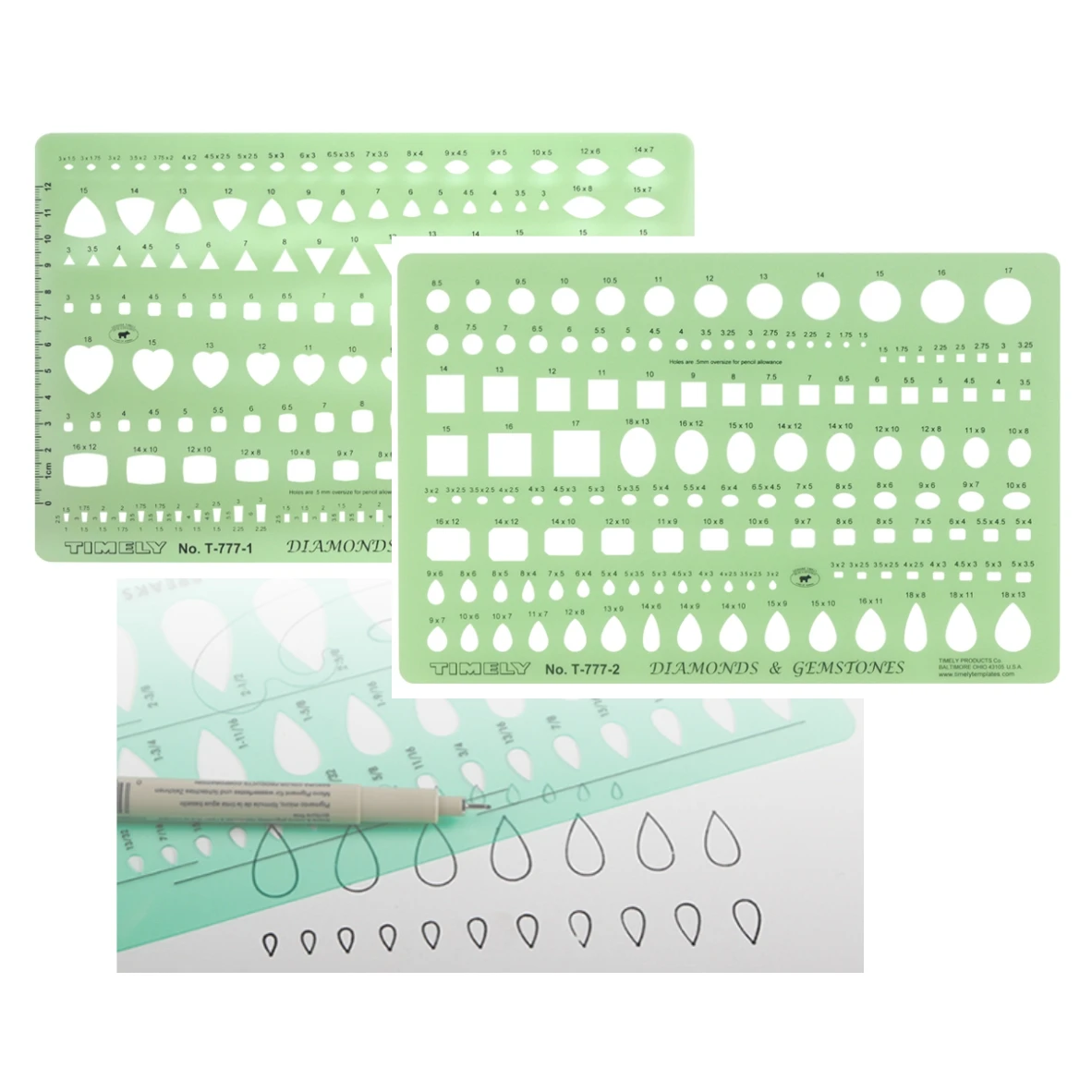 

Timely Professional Jewelry Design Template for Diamond Gemstone Drafting Designer Tools Supplies T-777-1 T-777-2