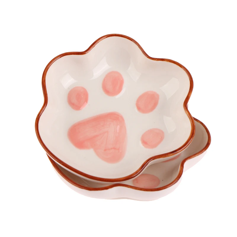 Japanese Cute Cat\'s Paw Taste Dish Ceramic Cartoon Dessert Plate Soy Fruit Sauce Dish Seasoning Bowl Household Dip Dishes