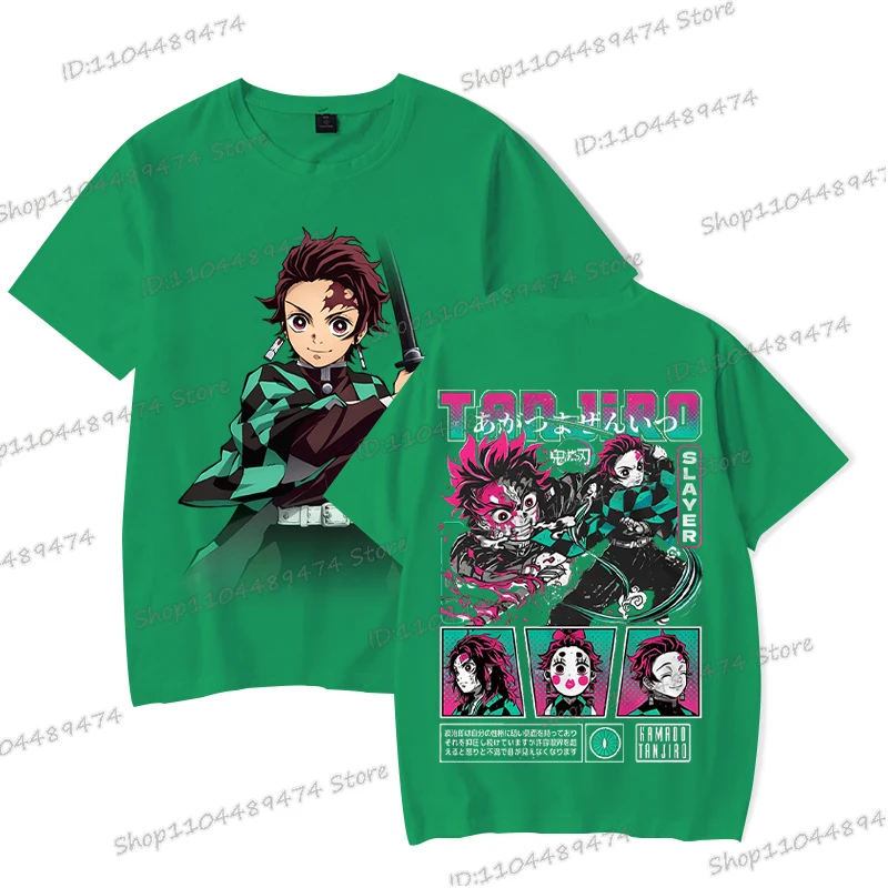 انمي ياباني كيميتسو نو يابا تي شيرت تانجيرو كامادو جرافيك ملابس للرجال خمر الهيب هوب قصيرة الأكمام للجنسين تيز الهدايا
