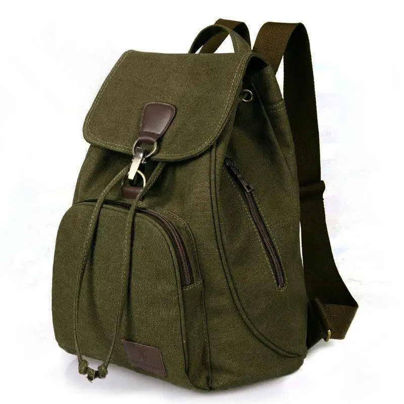 New Outdoor Trval Backpack Retro Trend Girls Fashion Bag Large Capacity College Style Men's And Women's Solid Color Canvas Bag