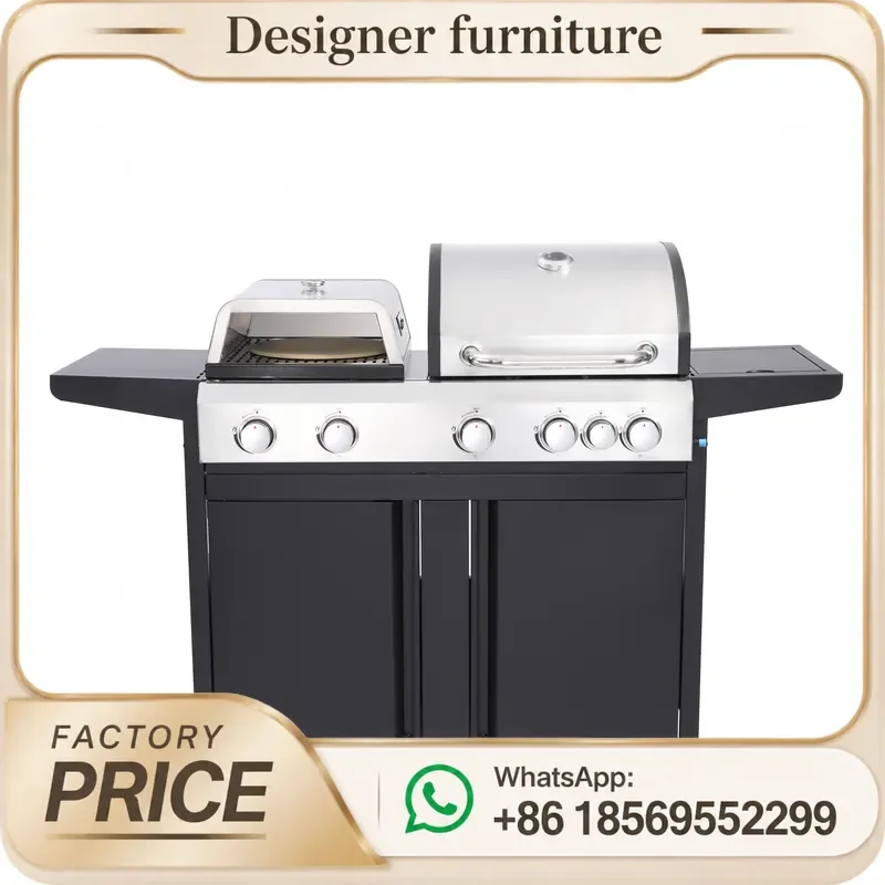 For Outdoor Portable 6 Burner Gas Grill Pizza Oven With Side Burner Stainless Steel Camping BBQ Cooking