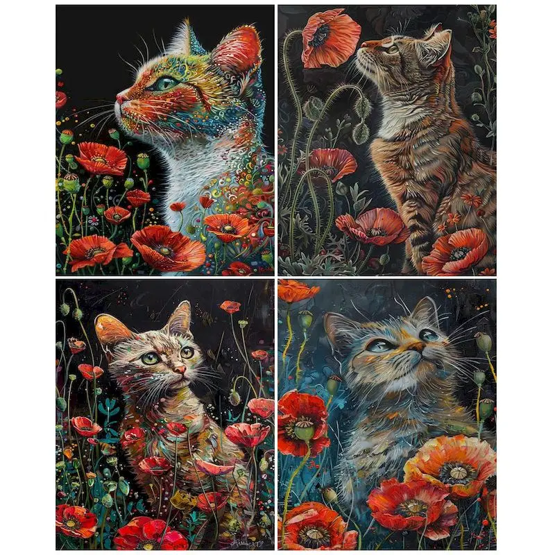 

GATYZTORY 40x50cm Diy Oil Painting By Numbers Flower Cat Animal Acrylic Paint Modern Canvas Painting Handiwork Art For Home Deco