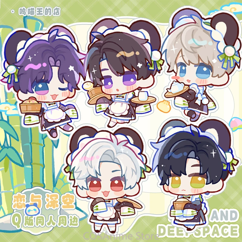 

Anime Love and Deepspace Q Version Acrylic Keychain Badge Panda Maid Series Cartoon Pendant Bedge Figure Decor Game Fans Gift