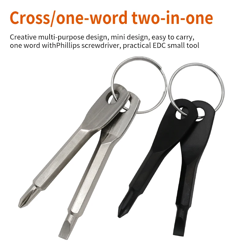 Portable Phillips Slotted Screwdriver Key Ring Multi Mini Pocket Repair Tool Gadget