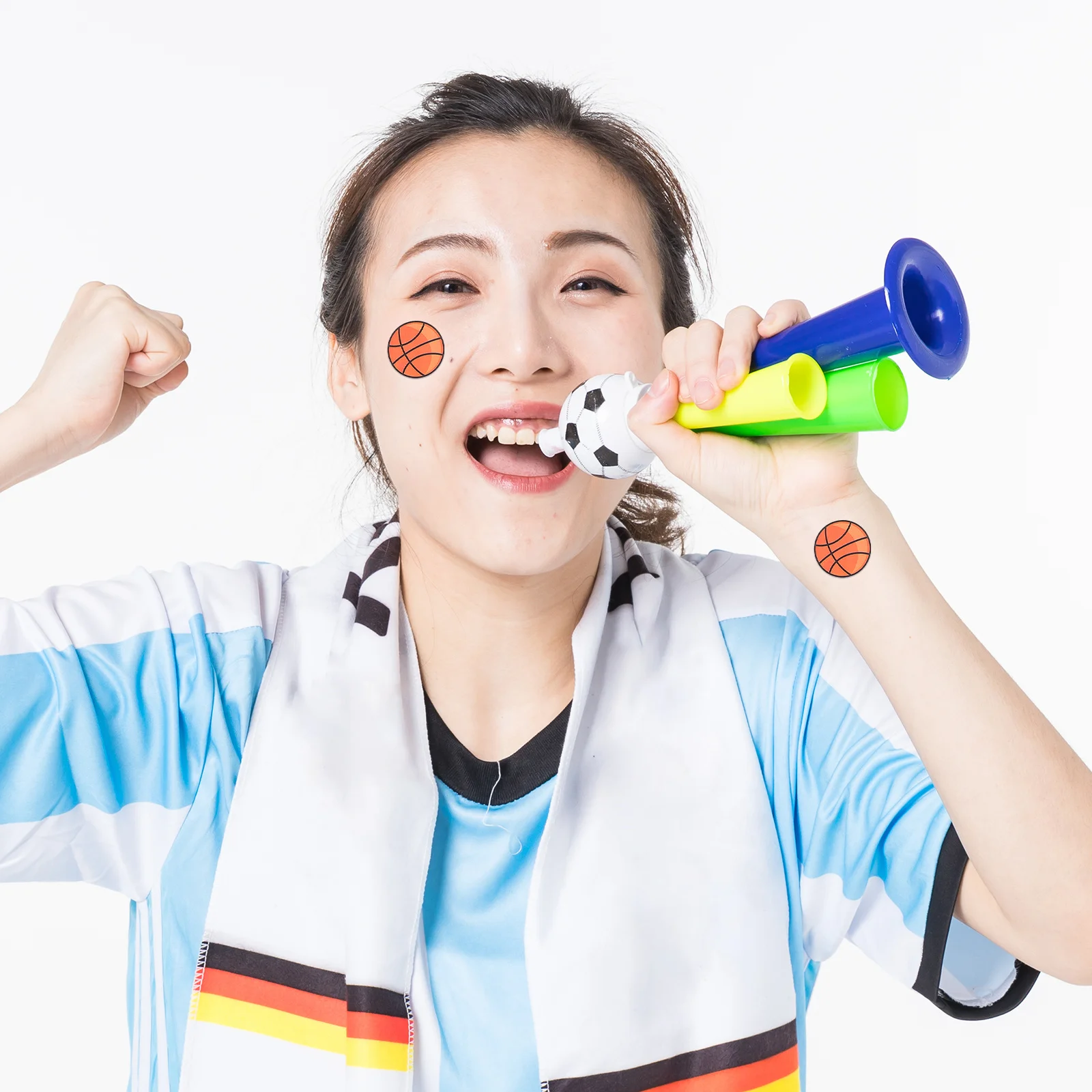Tatouages temporaires pour visage de basket-ball, autocollants pour femmes et hommes, faux tatouages décoratifs d'art corporel, fête sportive, Festival