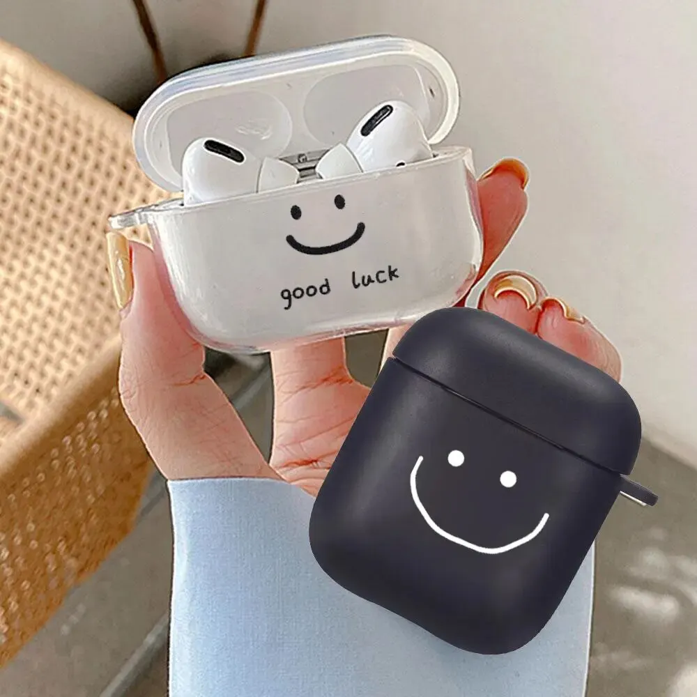 Casing pelindung Earphone Bluetooth tanpa kabel, casing penutup Earphone untuk Airpods 3 2 Pro pasangan wajah tersenyum sederhana modis