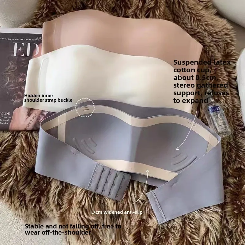 Summer Lightweight Strapless Seamless Bra for Women, Non-slip, Enhances Small Bust, Makes It Look Bigger, Invisible, Wire-Free view 2