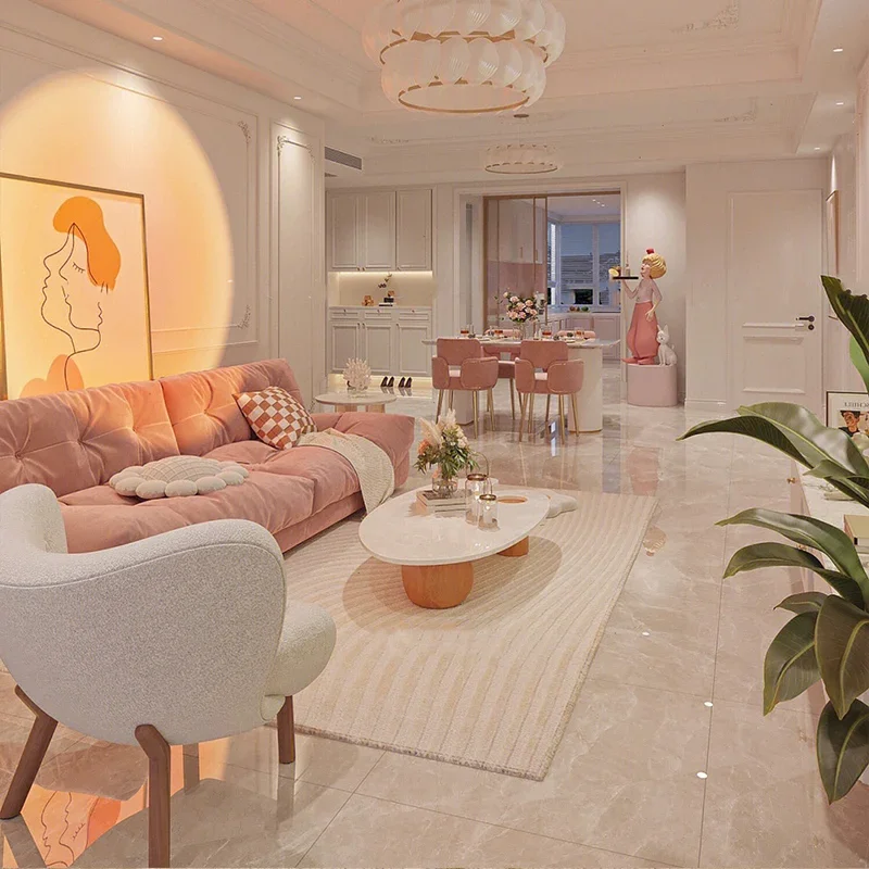 أرائك غرفة المعيشة الحديثة البيضاء الأوروبية البيج مصمم الشمال أرائك غرفة المعيشة واحدة للتحويل Divano Da Soggiorno الأثاث #4