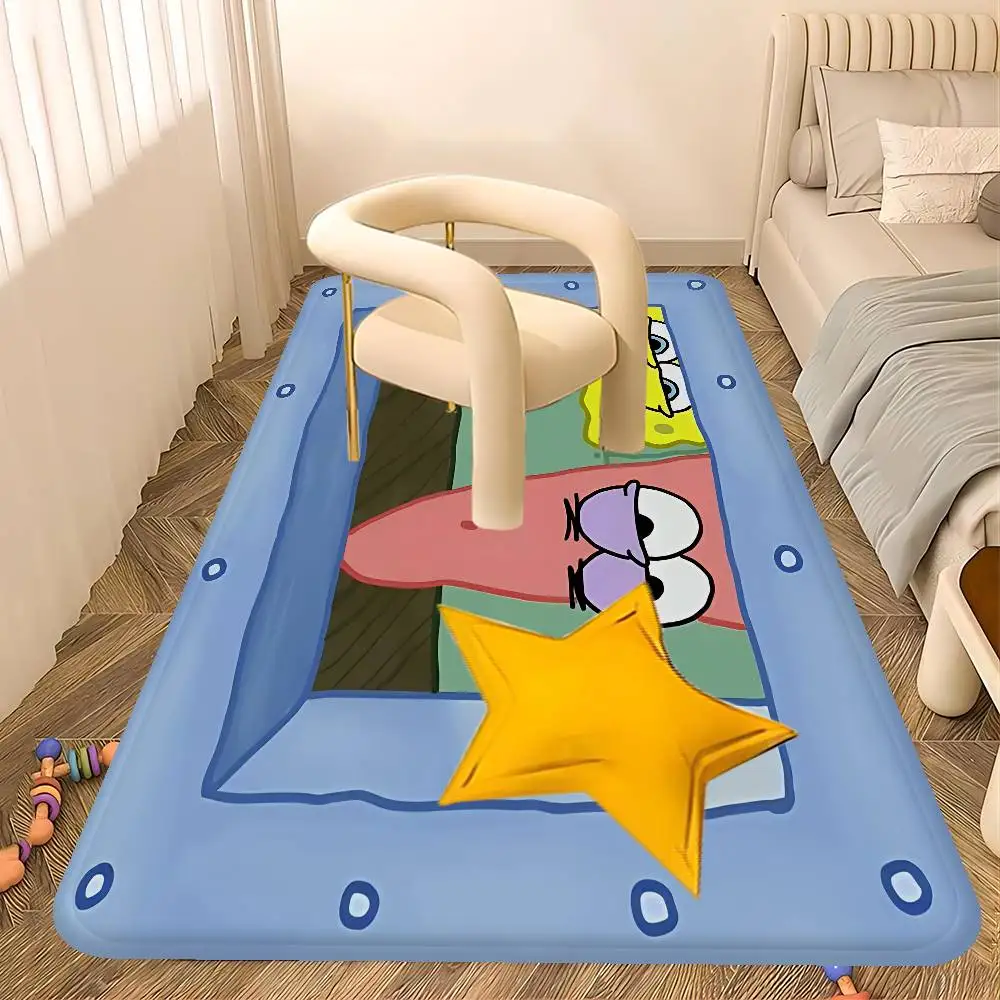 Cartoon S-Sponge-B-Bob Bathroom Mat Anti-slip Absorb Water Long Strip Cushion Bedroon Mat Welcome Doormat