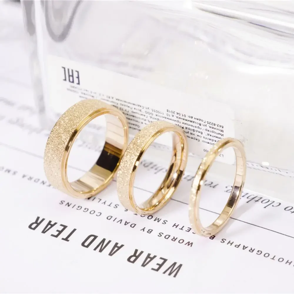 COLALA High Quality Simple Scrub Stainless Steel Women 's Rings 2/4/6MM Width Gold Color For Girl Jewelry