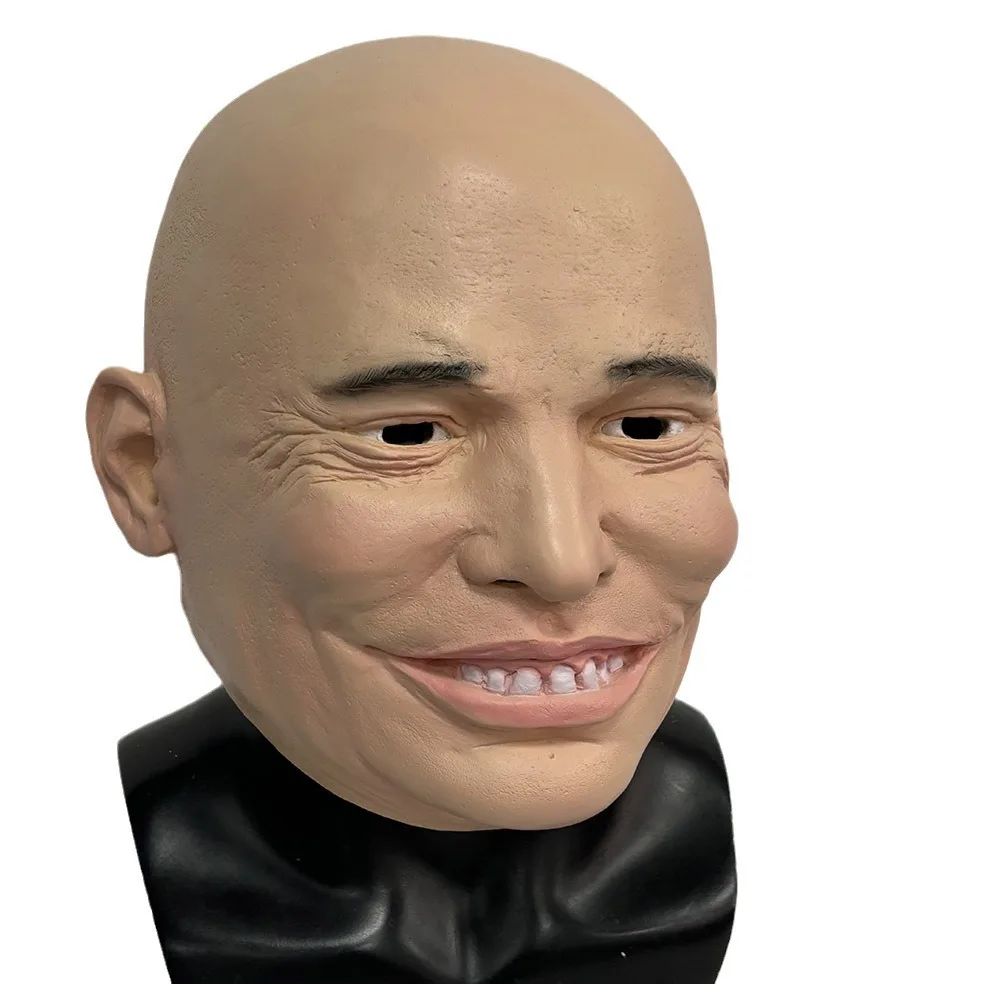 Realistische Glatzkopf-Latexmaske für Männer mit menschenähnlichem Lächeln, Gesichtsmaske für Erwachsene, Halloween-Cosplay, Maskerade-Party-Kostüm, Scherzartikel – Detail 4