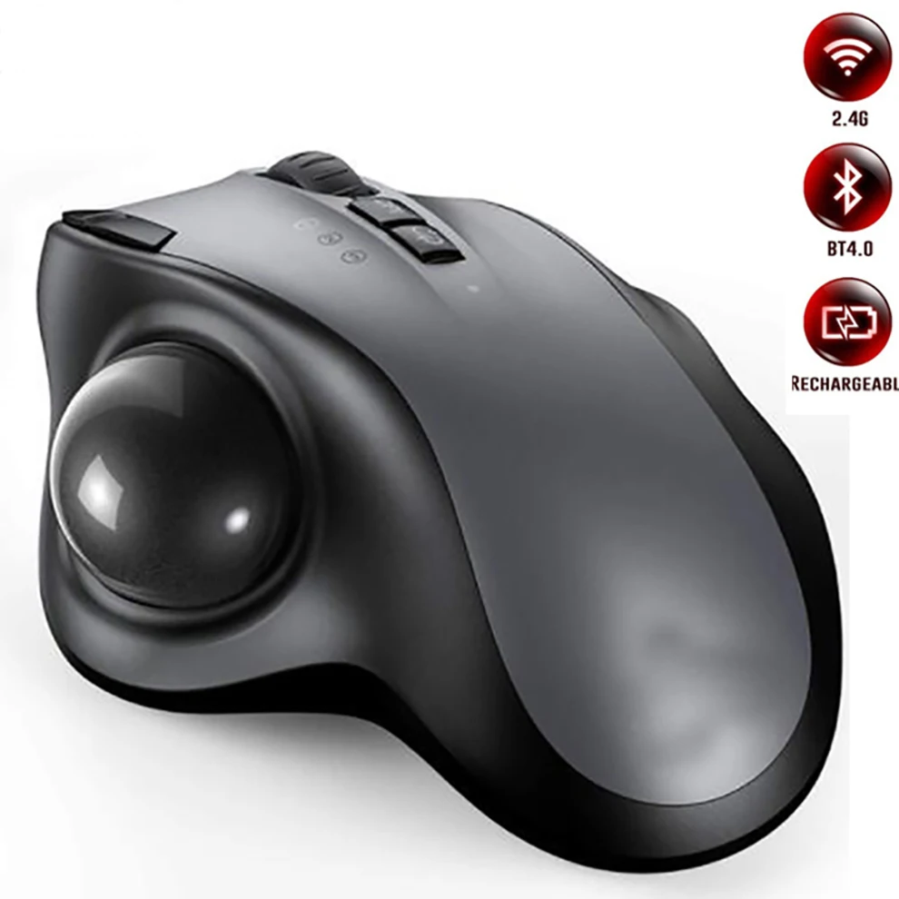 

Trackball Mouse, Rechargeable Ergonomic Mouse, Easy Thumb Control, Precise & Smooth Tracking, Compatible for PC, Laptop, iPad