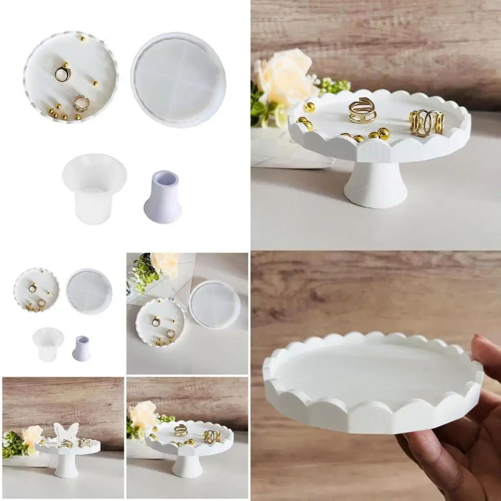 

72XE 2Pcs Flexible Silicone Plate Mold Perfect For Making Intricate Round Lace Trays