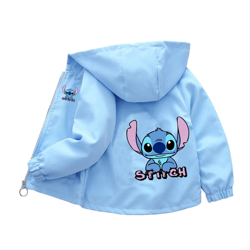 New Spring Baby Boys Girls Jacket Fashion Cartoon Stitch Print Outerwear for Kids Clothes Children Windbreaker Coat