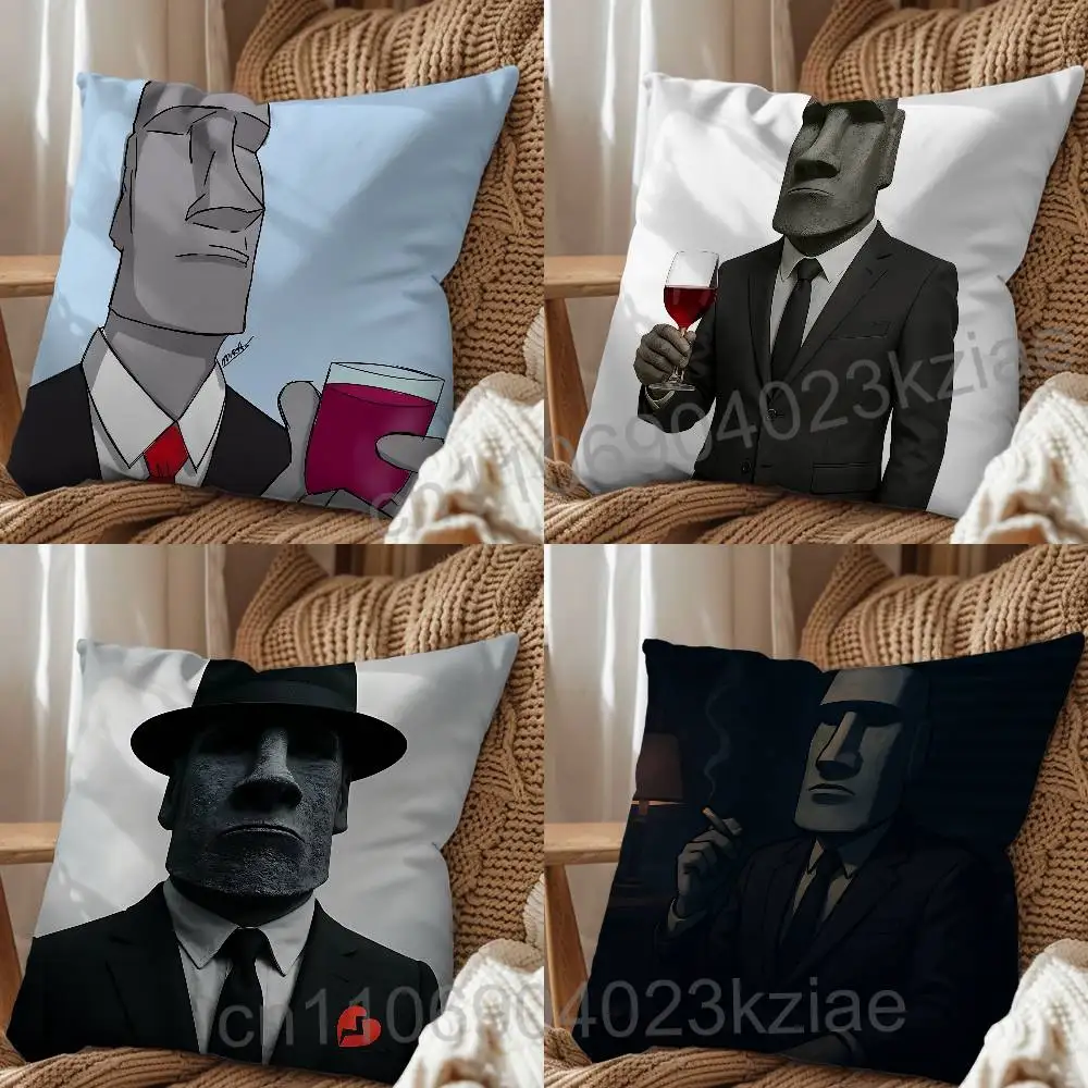 Подушка-наволочка Art Mr Moai Fino Senores Day Gift для гостиной, дивана, подходит для дома, спальни, индивидуального декора