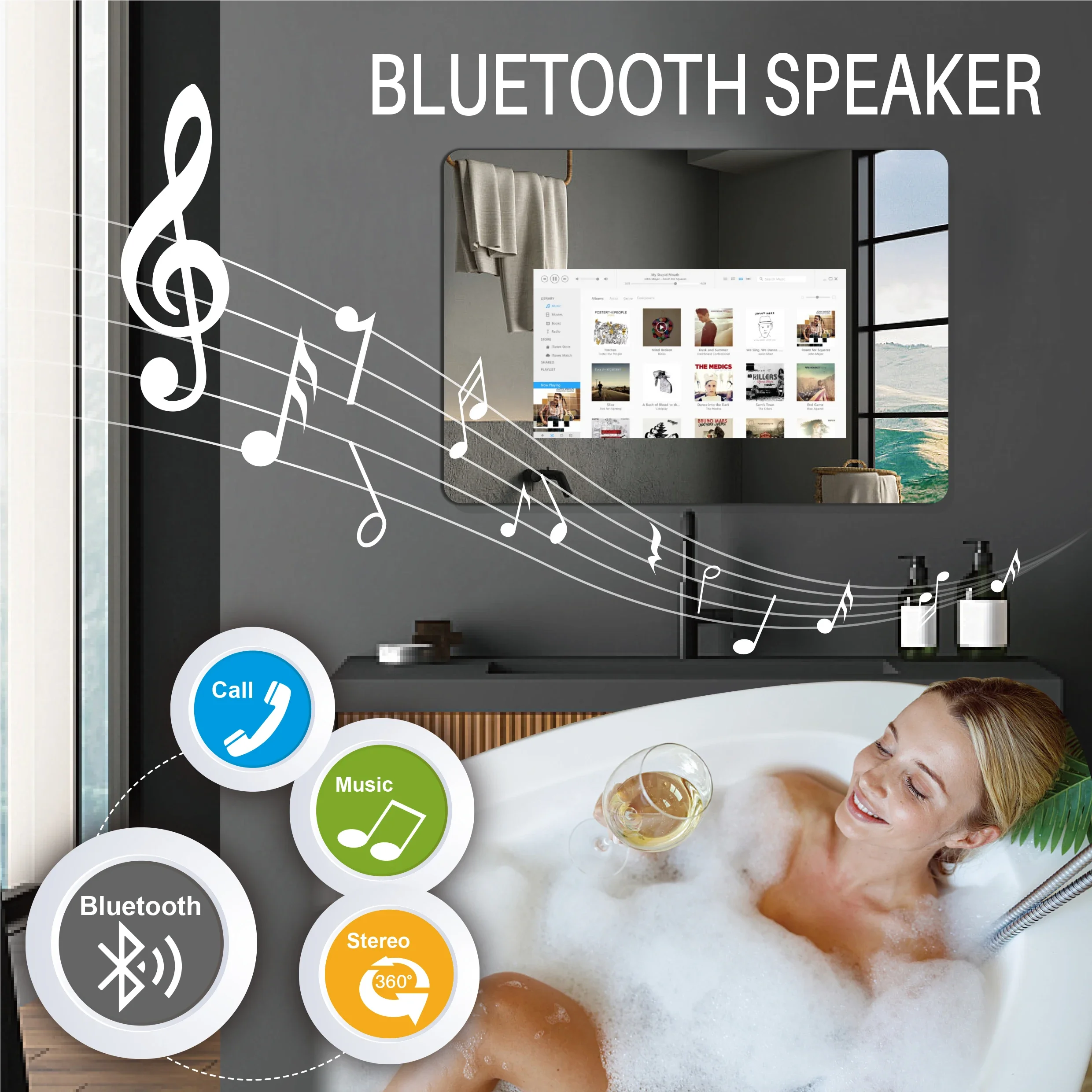 Modern televisions android smart bathroom full hd tv mirror customized size
