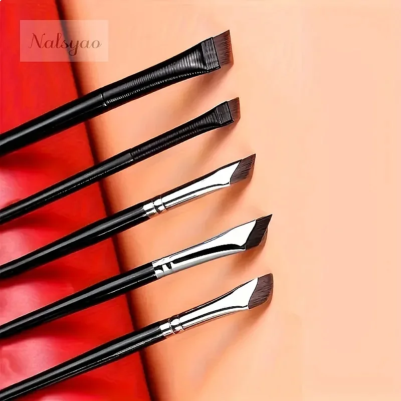 5pc Eyeliner Brush Set Tilted Fine Blade Precise Application Makeup Brushes Set All Skin Types