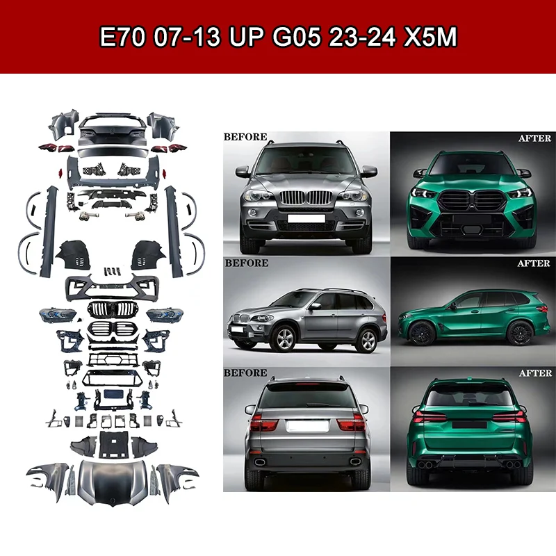 2007-2014 X5 E70 Facelift Body Kit Upgrade To 2024 F95 X5M Style Front Rear Bumper PartsOld To New Facelift Body Kit