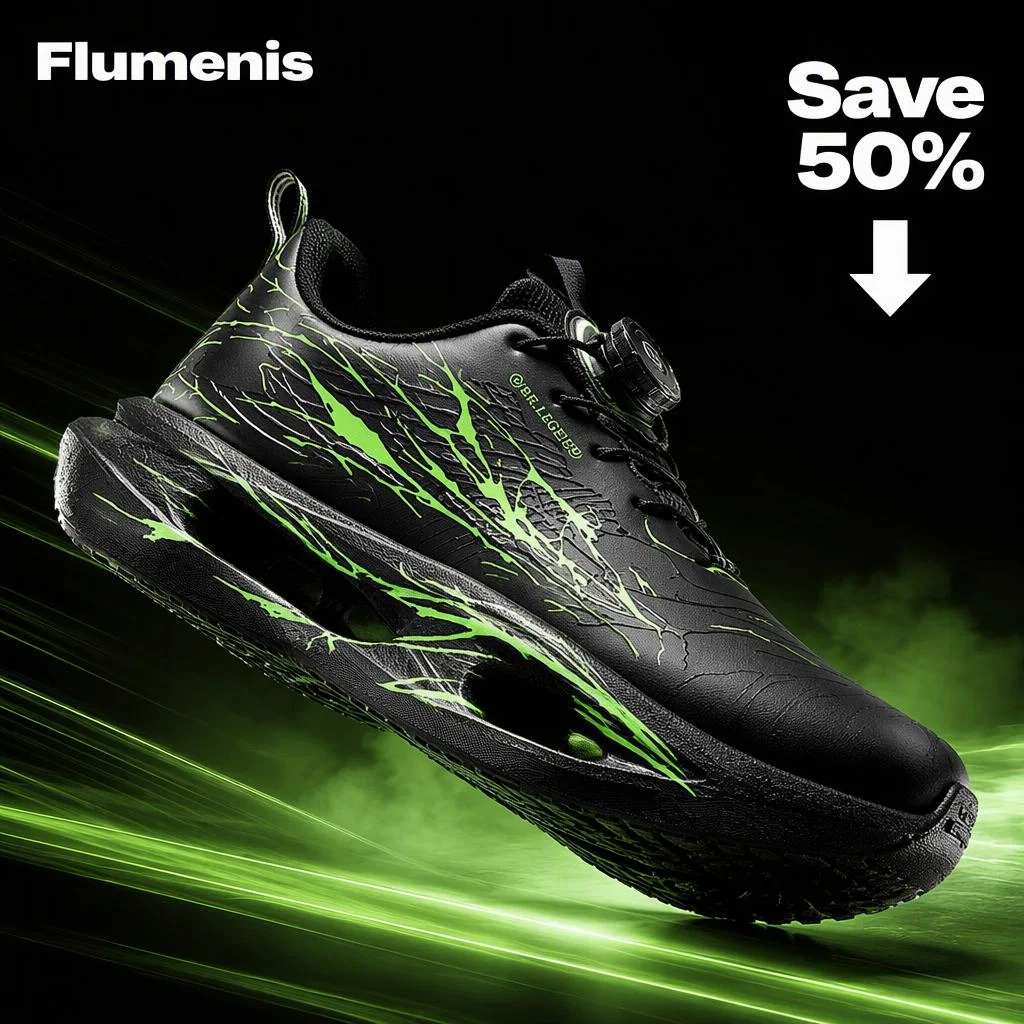 Flumenis Men Running Shoes Rotating Buckle Lightweight Shock Absorbing Athletic Sneakers Breathable Sport Training Footwear