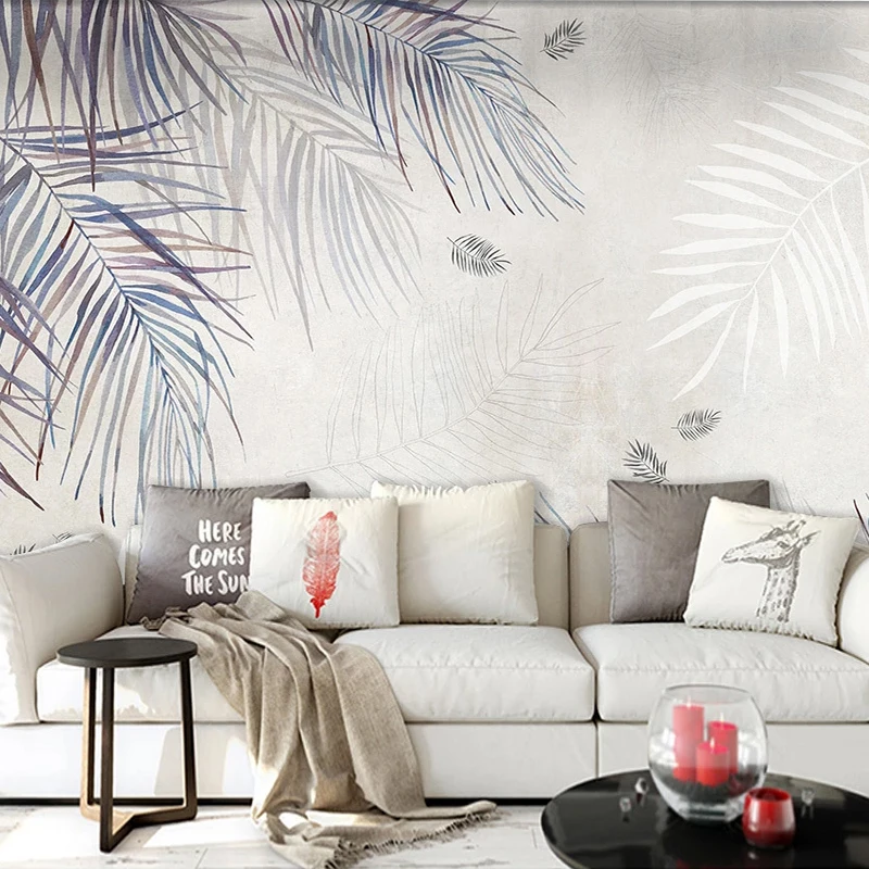 Custom Photo Wall Mural Modern Hand Painted Abstract Art Plant Leaf 3D Bedroom Living Room TV Background Wallpaper Wall Covering