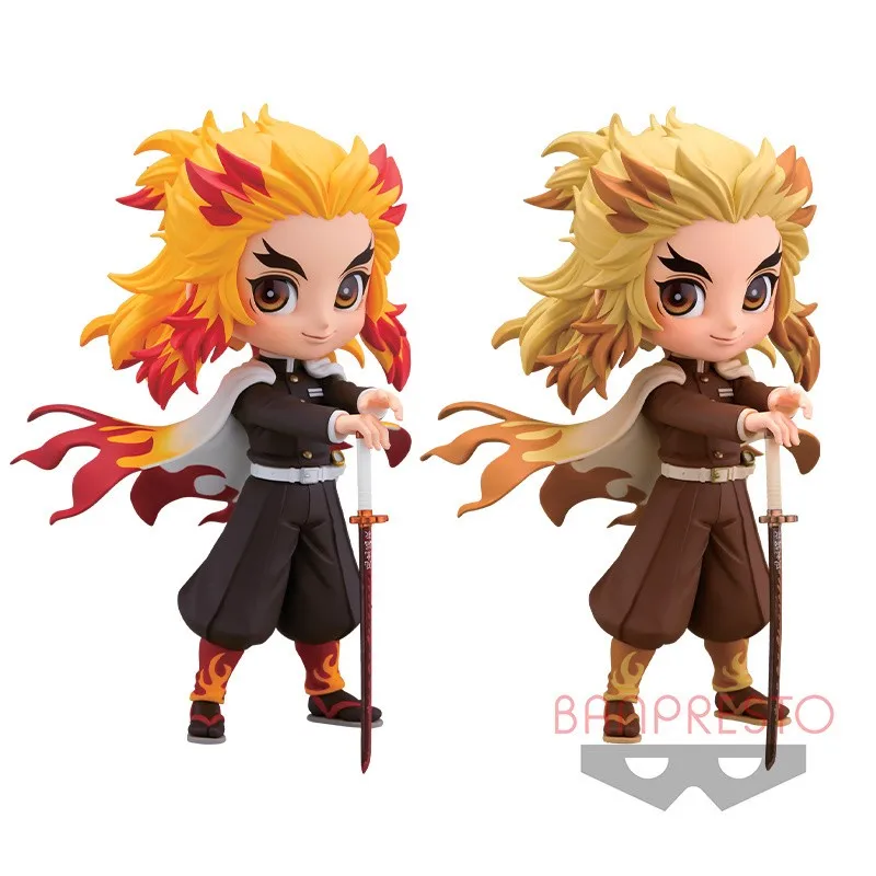 Bandai Original Demon Slayer Anime Figure Qposket Rengoku Kyoujurou Action Figure Toys For Kids Gift Collectible Model Ornaments