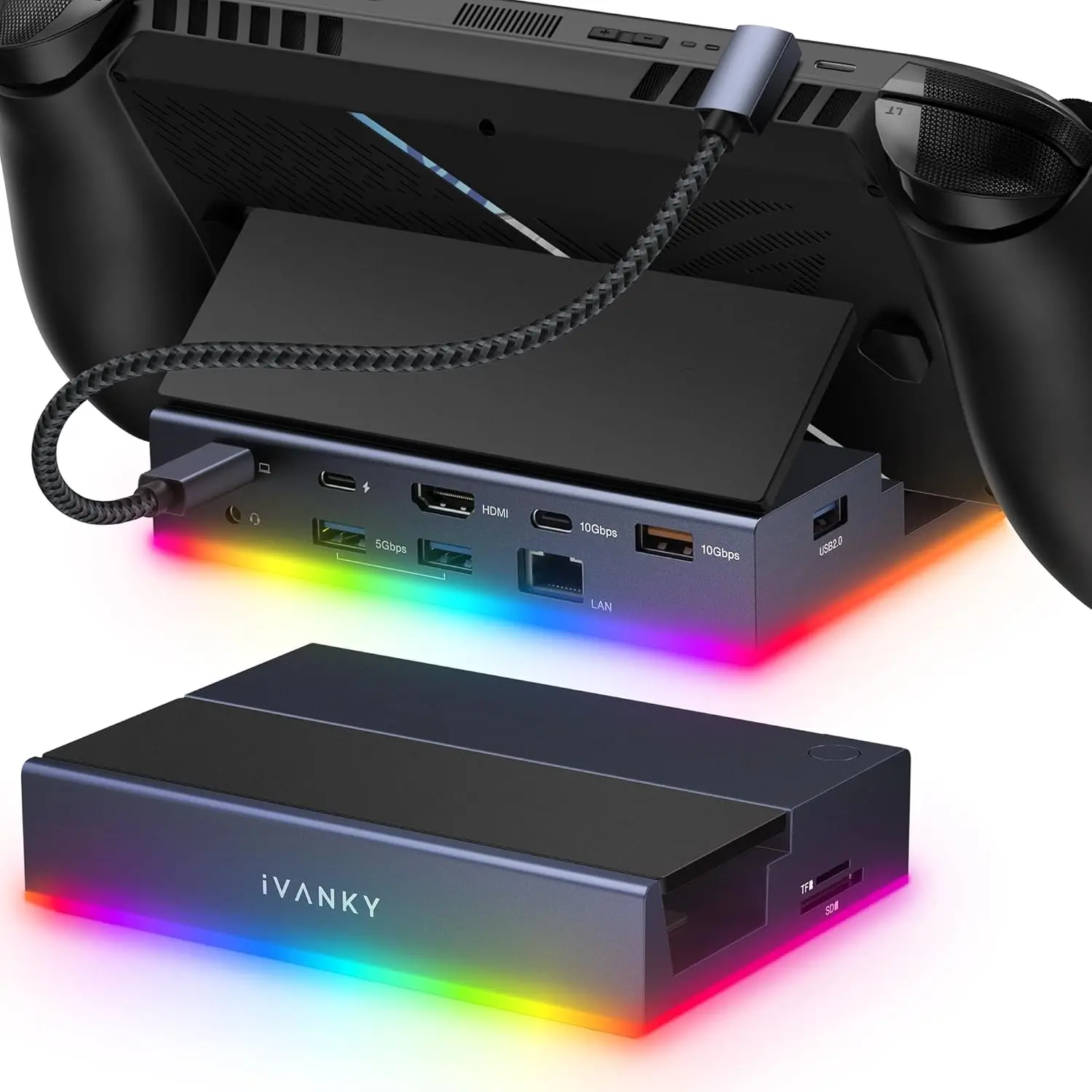 

14-in-1 RGB Gaming Dock with 4K@120Hz HDMI, Gigabit Ethernet, 100W Charging for Handheld Consoles