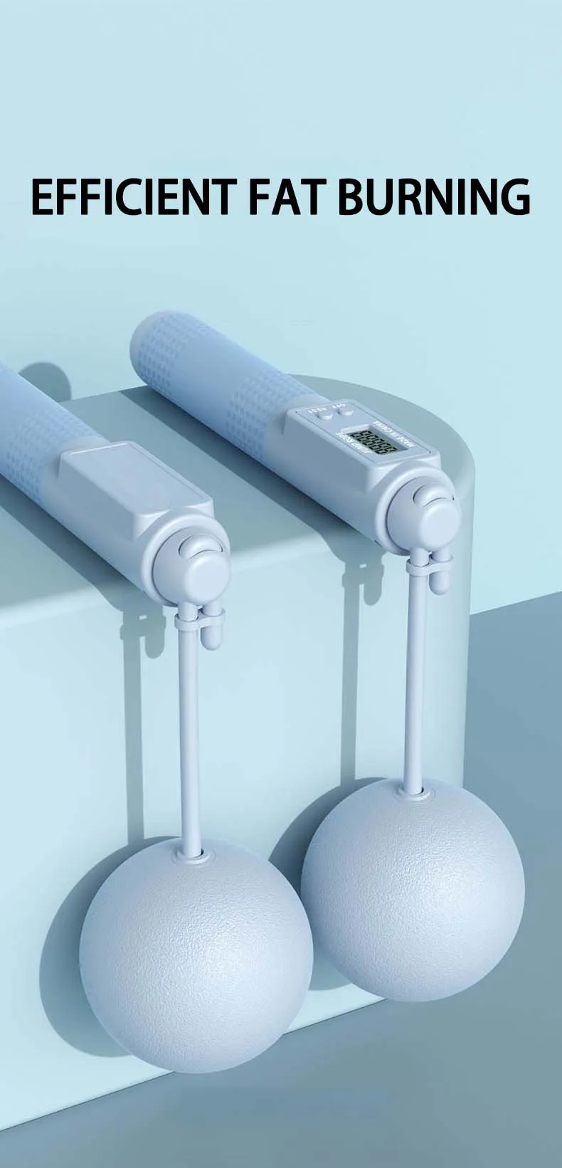 Springseil mit Zähler, verstellbares Springseil mit Kalorienzähler, intelligentes Springseil für Fitnessübungen und Gewichtsverlust – Detail 19