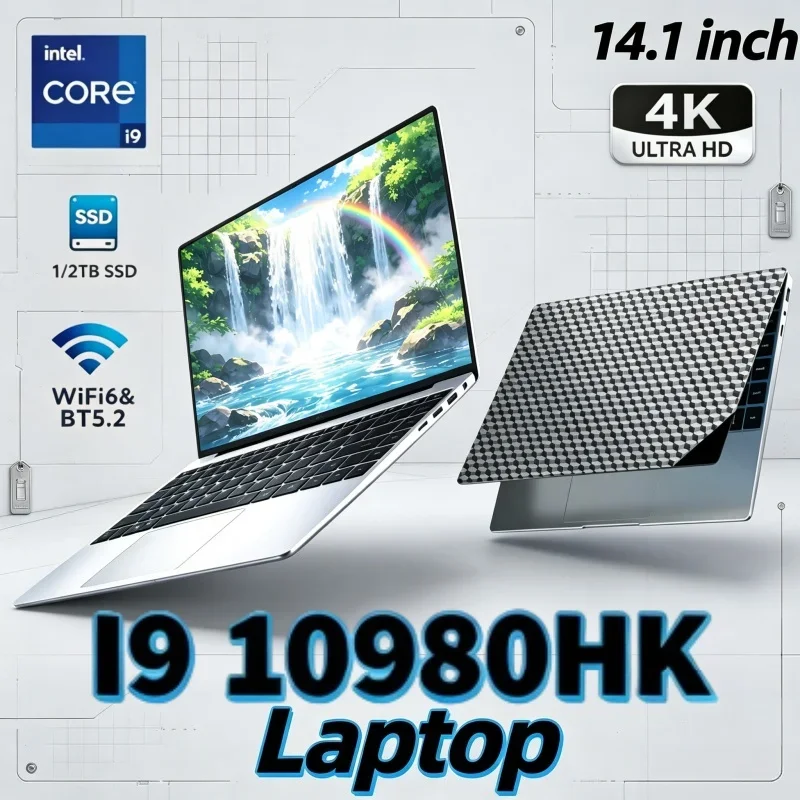 Intel Core I9 10980HK 14.1 Inch Luxury Laptop 8C 16T 2.4 5.3GHz 16MB 45W 32GB 2TB M.2 SSD Gaming Notebook Office