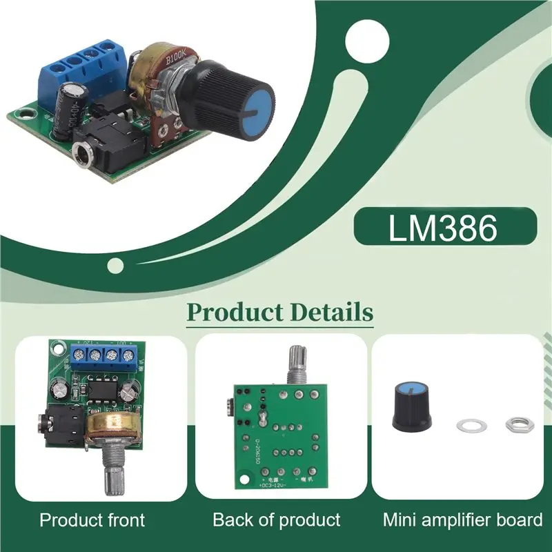 Y44A 3X LM386 Super Mini Amplifier Board, 3V-12V 0.5W-10W Low Noise Power Consumption, for Speaker Audio System DIY