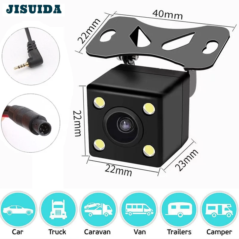 JISUIDA Universal 4-pin car reversing image camera rear lens HD video waterproof shockproof rear view tachograph