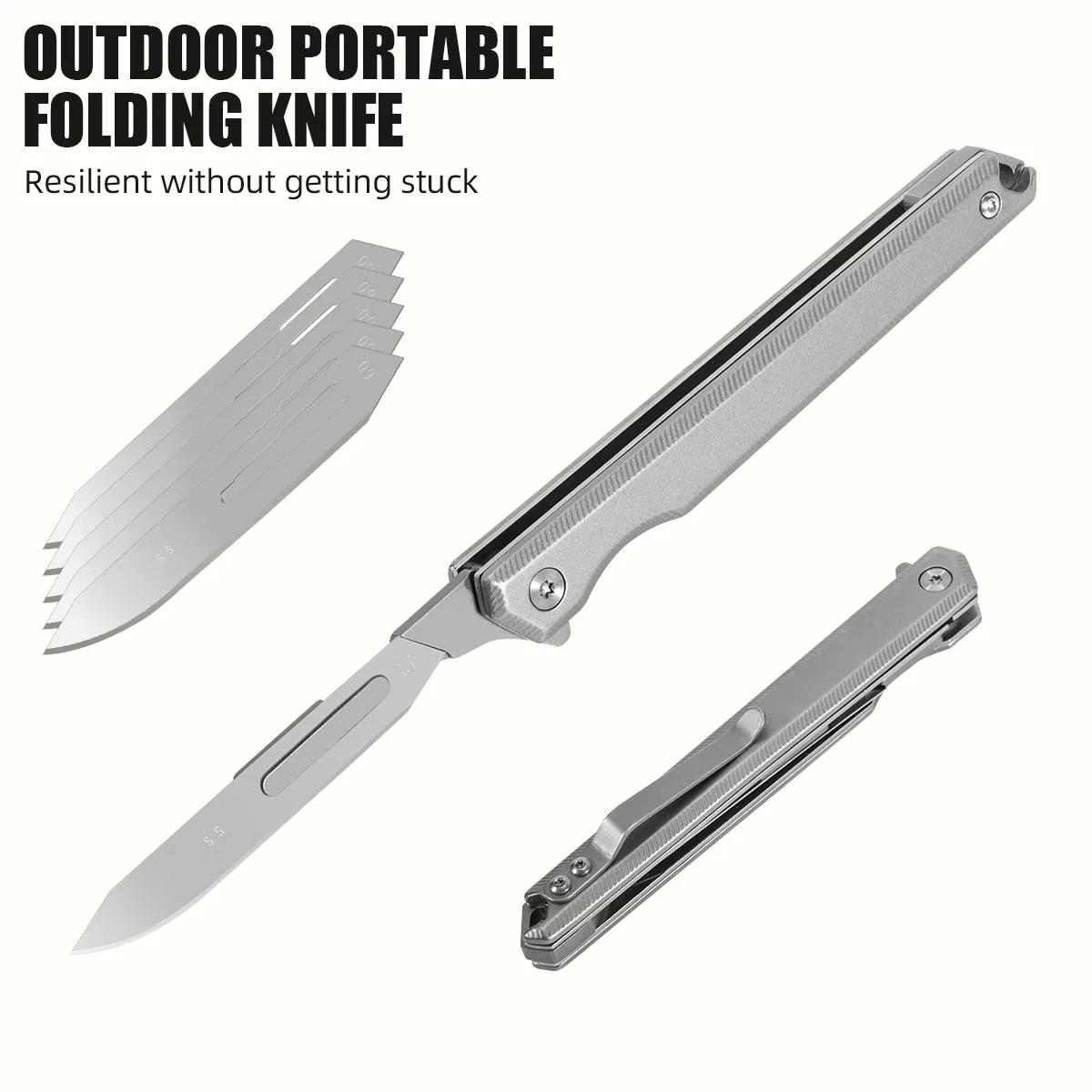 سكين جيب من سبائك التيتانيوم: سكين تكتيكي قابل للطي للرجال Edc متعدد الأدوات، سكين فواكه، شفرات قابلة للاستبدال، يأتي مع خمس شفرات - مثالي للتخييم والمشي لمسافات طويلة، والنحت، والاستخدام اليومي. إنها هدية رائعة، مناسبة خصيصًا لتقديم العطلات مثل عيد الحب وعيد الأب.