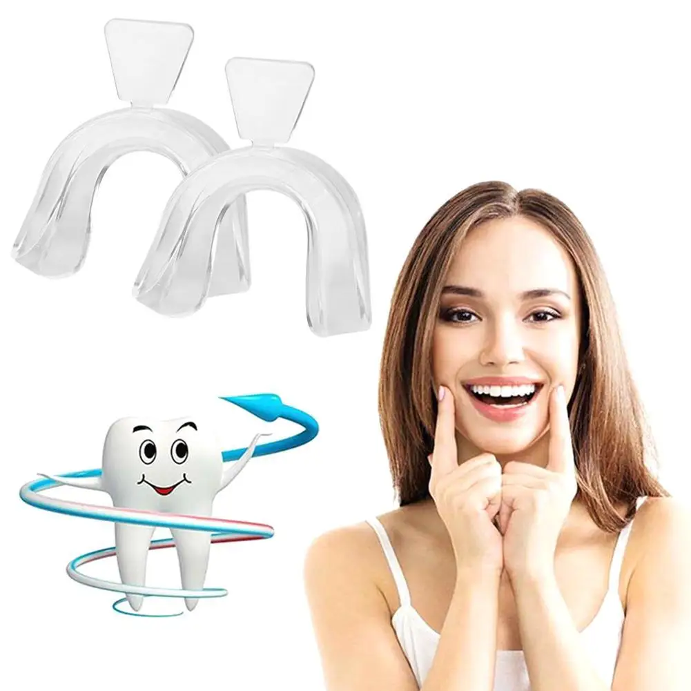 2PCS/set Silicone Night Mouth Guard for Teeth Clenching Grinding Dental Bite Sleep Aid Whitening Teeth Mouth Tray Tool