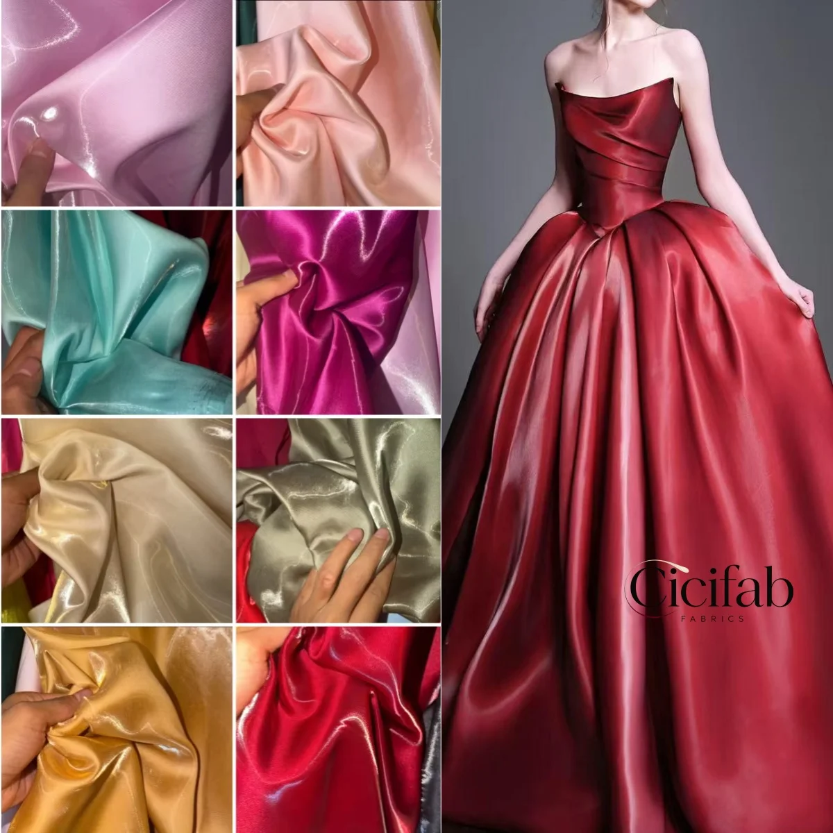 Red Glossy Metallic Liquid Satin Fabric Mirror Galaxy Shiny Material for Fashion Dress And Suit Design