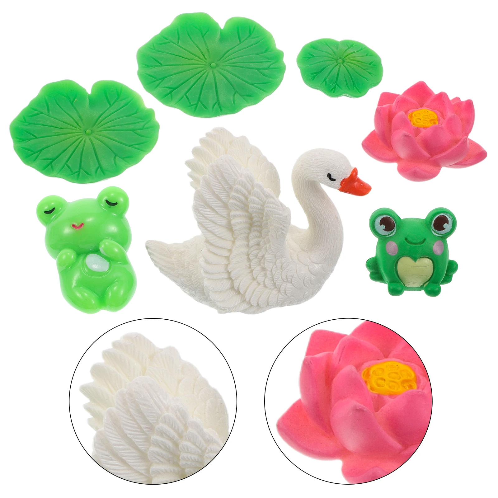 

Mini Frog Swan Fish Tank Decor Decorations Small Desktop Landscape Cute Accessories for Garden Ornaments