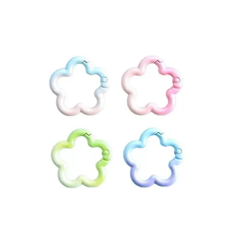 5-10pcs Gradient Flowers Shape Spring Ring Clasps for DIY Jewelry