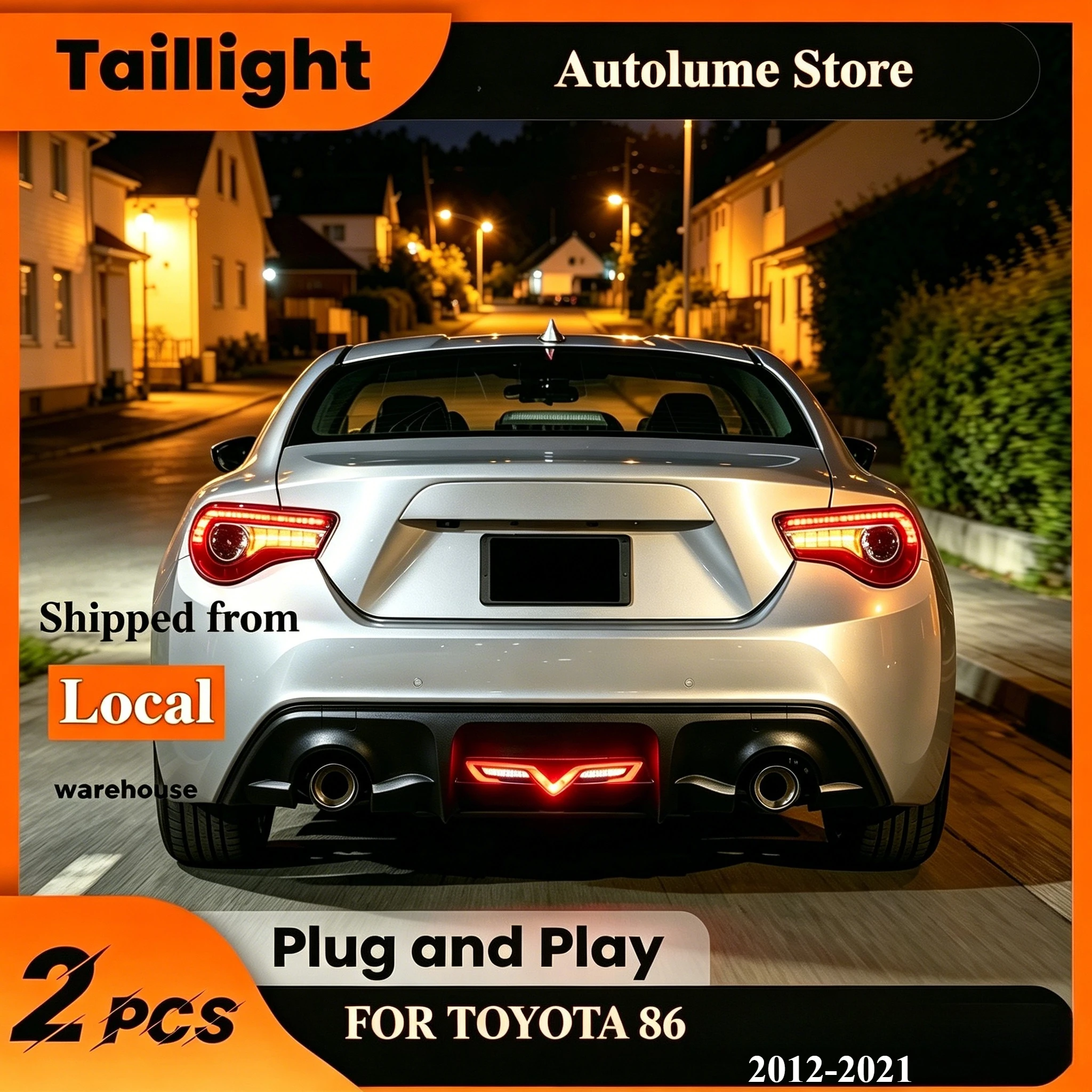 Verbesserte LED-Nebelschlussleuchte für die Heckstoßstange, Brems- und Rückfahrleuchte für Toyota 86 ZN6 BRZ ZC6 FR-S 2012-2021 1. Generation, Hochhelle Voll-LED-Chips, integrierte Rückfahr- und
