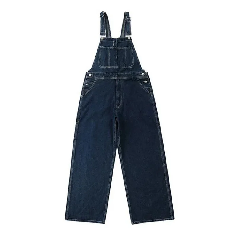 Retro Loose Straight Strap Jeans Men & Women Wide Legged Denim Pants,Couples Workwear jumpsuit