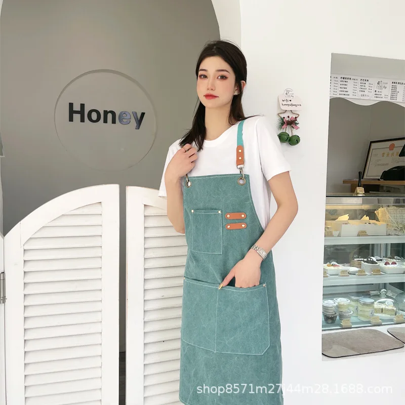 premium-waterproof-canvas-waist-apron-catering-coffee-milk-tea-shop-staff-uniform