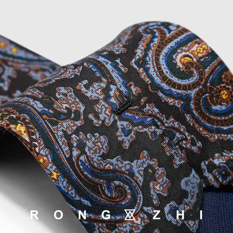 High Quality 100% Silk Tie For Men's Business Formal Wear 9CM Paisley Patterned Tie With Wool Lining and Hand Knotted Silk Tie