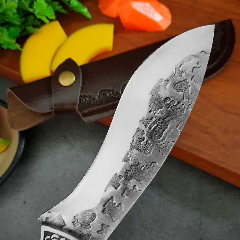 Utility Knife Hand Forged Blade Kitchen Knives Cleaver Meat Fish Fruit Vegetable Chef Slicing Cooking Butcher Boning Knife Tools