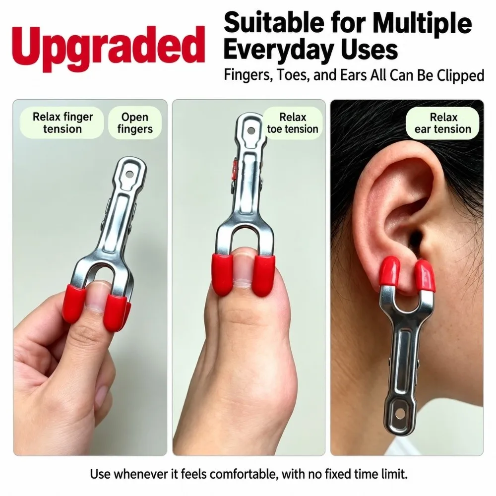 5/6PCS Durable Metal Massage Clip Hand Operate Rubber Tip Hand Clamp V Shape Point Press Acupoint Tool Palm Relax
