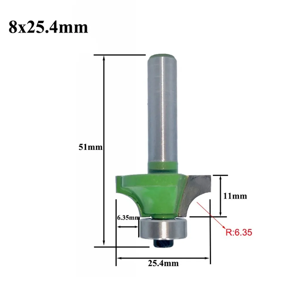 8mm Woodworking Milling Cutter Router Bit Build-up & Heat Resistant Coating Corner Rounding End Mill Round Over Easy Use