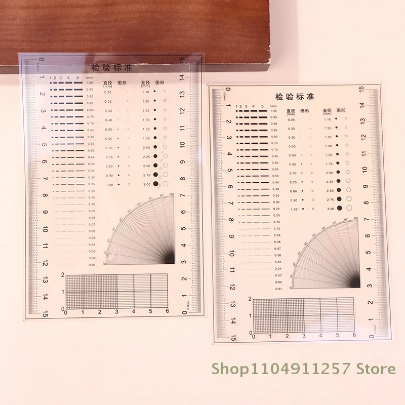 

1/2pcs Inspection Ruler Surface Pore Test Card Calibration Ruler Point Gauge Inner Diameter Microscope Micrometer