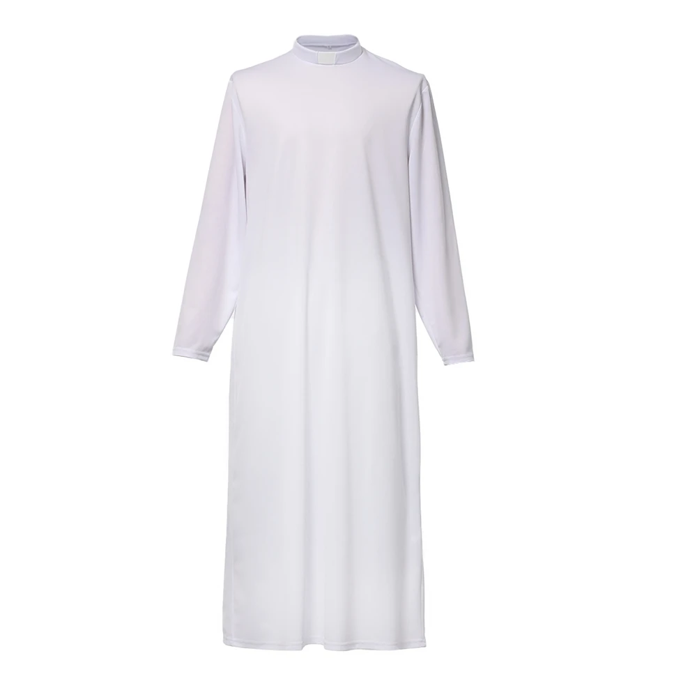 PADRE, sotana, batas de púlpito, vestiduras de clero, disfraz de pastor y obispo con cuello de inserción de pestaña