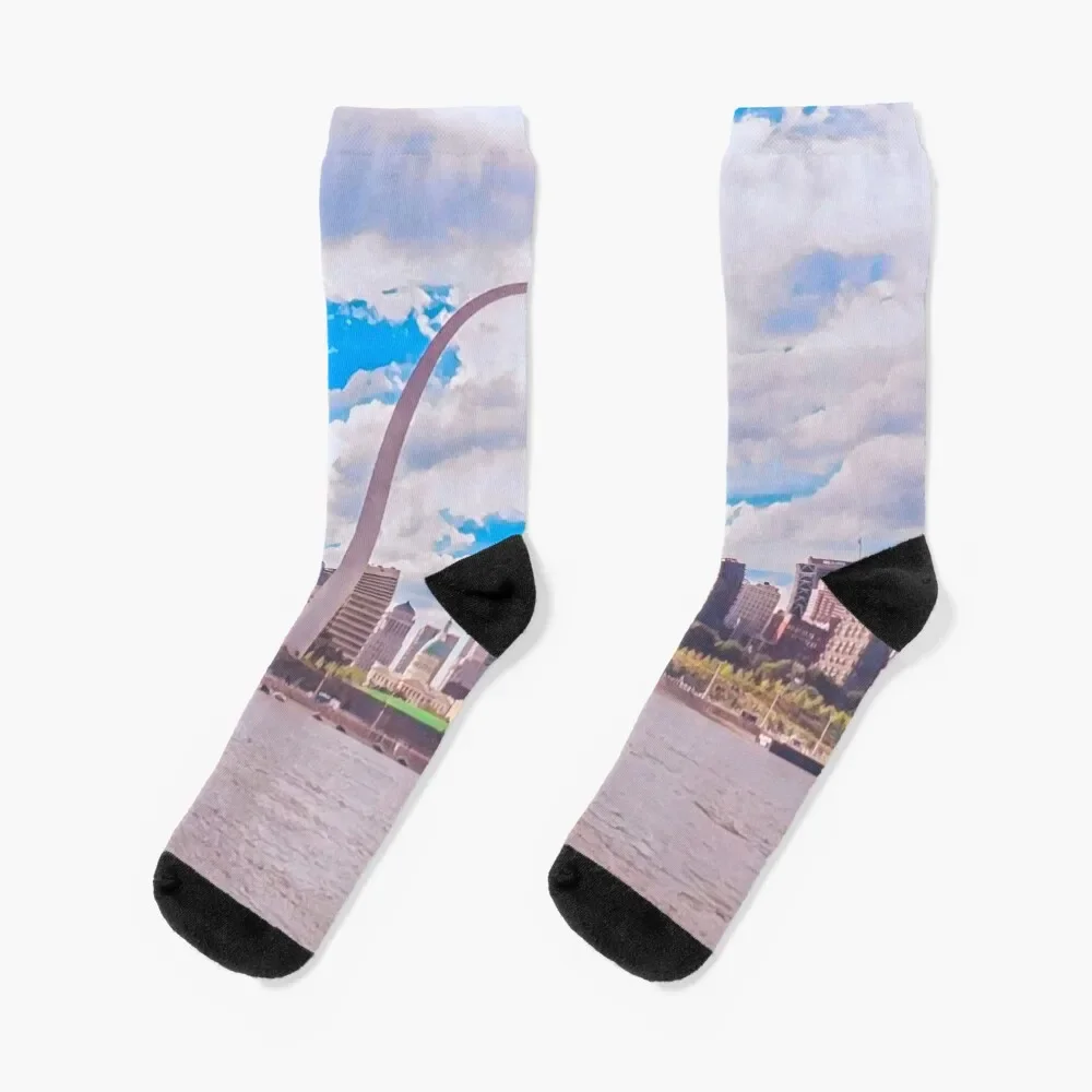 

St Louis Skyline, Missouri Socks Antiskid soccer cotton christmass gift Socks Women's Men's